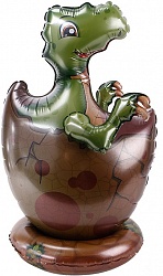 Шар (21''/53 см) Ходячая Фигура, Динозаврик в яйце, Зеленый, 1 шт. в упак.