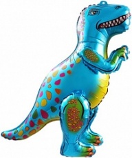 Шар (25''/64 см) Ходячая Фигура, Динозавр Аллозавр, Синий, в упаковке 1 шт.