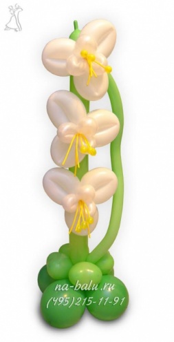 Белая орхидея из воздушных шаров, высота 90см