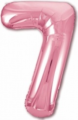 Шар (40''/102 см) Цифра, 7 Slim, Розовый фламинго, 1 шт. в упак.