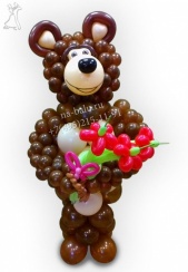 Медведь с цветочками из воздушных шаров