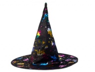 Шляпа ведьмы черная/радужная 36см