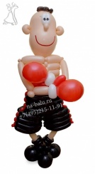 Боксер из воздушных шаров, высота фигуры 200см