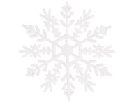 Снежинка белая глиттер пластик 12см 3шт