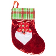 Носок для подарков Санта текстиль красный/зеленый