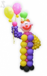 Клоун из воздушных шаров с шариками, высота фигуры 170см