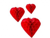 Фигура бумажная Сердце красное 15-20-25см 3шт