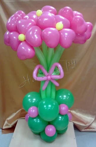 Букет из воздушных шаров в вазе, состоящий из 7 цветков, размер 130см