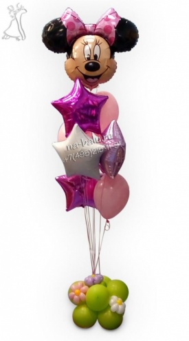 Фонтан из шаров №15 Минни-маус розовая