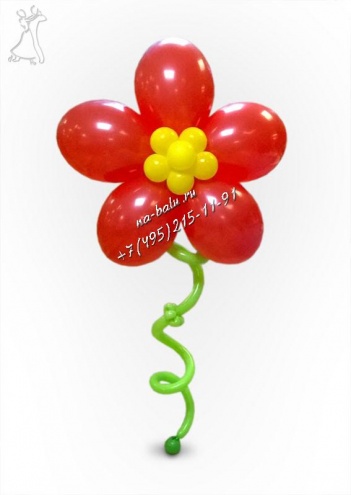 Цветок на пружинке из воздушных шаров, высота фигуры 200см
