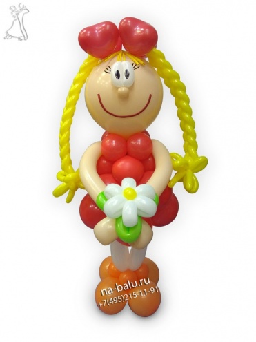 Девочка с косичками из воздушных шаров, размер фигуры 130см
