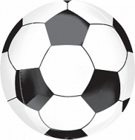 Шар 3D (24''/61 см) Сфера, Футбольный мяч, Черный, 1 шт.