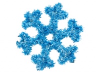 Снежинка мишура подвесная голубая 30см