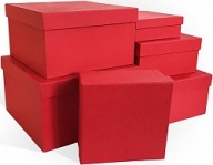 Коробка Тиснение лен, Красный, 25*25*15 см, 1 шт.