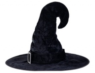 Шляпа ведьмы Люкс черная бархат 38см