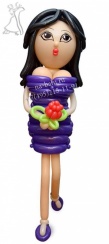 Девушка из шаров с цветком в руках, размер фигуры 150см