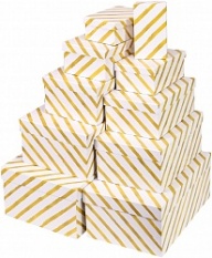 Коробка Золотые диагонали, Белый, 30*20*13 см, 1шт.