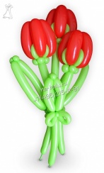 Три тюльпана из воздушных шаров, размер 90см