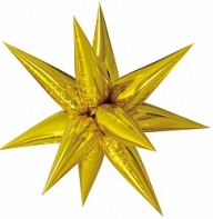 Шар 3D (26''/66 см) Звезда, Составная, Золото, 1 шт. в упак.