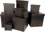 Коробка Куб, Золотые искры, Черный, Металлик, 26*26*26 см, 1шт.