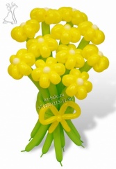 Яркий желтый букет цветов из воздушных шаров, размер 90см